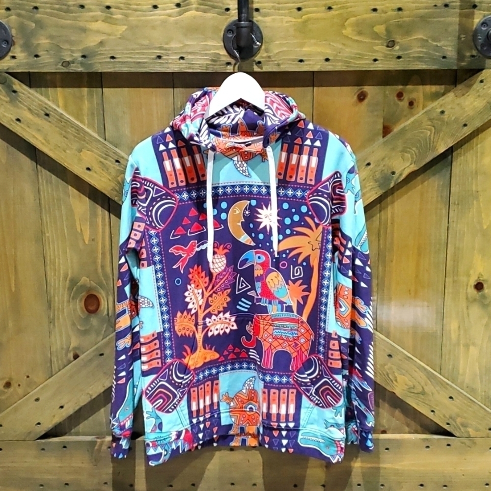 Aloha From Deer Pullover Sweatshirt Hoodie Size Medium Colorful